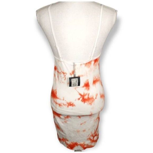 CHARLOTTE RUSSE RIBBED ORANGE & WHITE TIE DYE DRESS SZ.XL NWT. - Picture 6 of 10